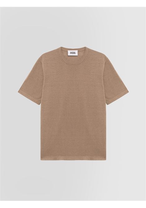 Alpha Studio t-shirt girocollo in lino e cotone colore juta ALPHA STUDIO | T-shirt | AU-5091C1018